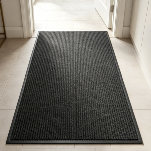 Black outdoor doormat
