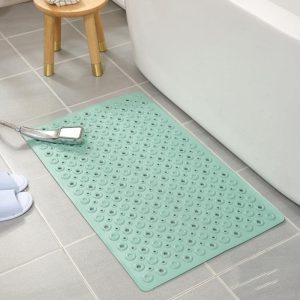 Non Slip Barrier Mat,Kitchen Rugs,Bathroom Anti-Slip pad Foot pad, Shower Anti-Fall PVC Floor mat-Green_50 x 80cm
