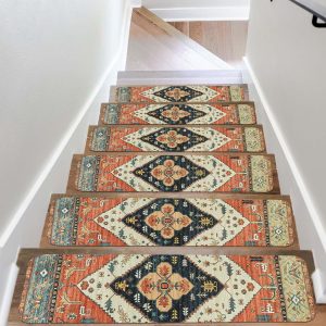 Non-Slip Carpet Stair Treads for Wooden Steps Set of 15, 30''X8'' Indoor Runner Resistant Rugs Rubber Safety Mats for Dogs, Kids & Elders, Stairway Grip